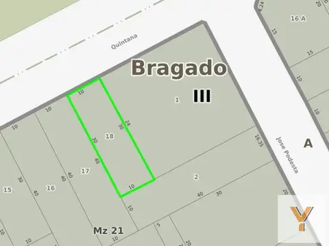 Terreno en Venta 10  mts Frente