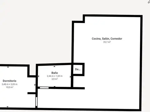 Departamento 2 ambientes con 1 baño