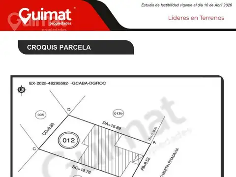 Terreno en Venta en Núñez, USD 460.000