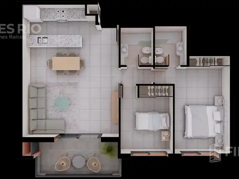 Departamento 2 ambientes con 1 baño