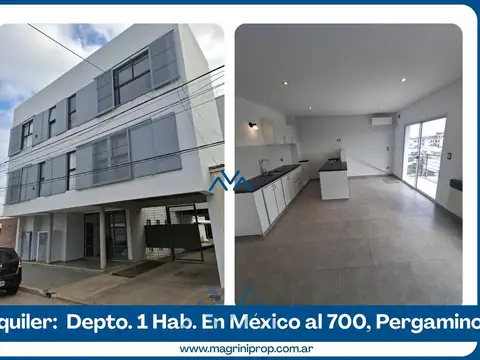 Alquiler departamento 1 Hab. En México al 700, Pergamino, Bs. As.