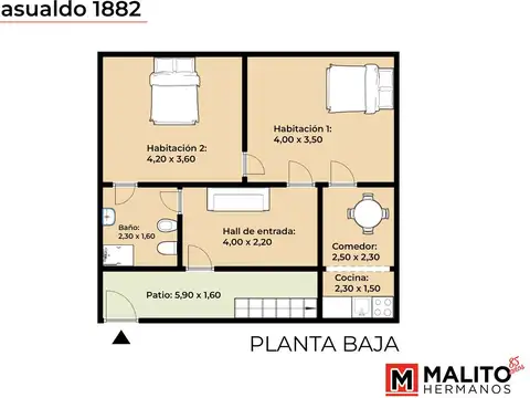 Depto Tipo Casa en Venta de 3 ambientes