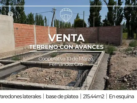 VENTA TERRENO FERNANDEZ ORO CON AVANCE