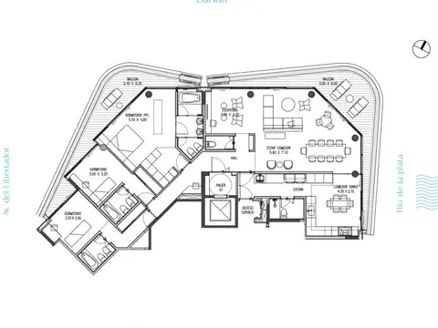 Departamento 4 ambientes con 3 baños