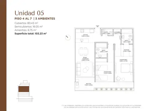 Departamento de 3 ambientes en venta en Palermo Hollywood
