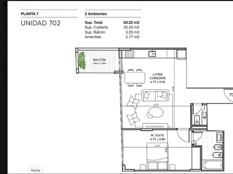 Departamento en Venta de 2 ambientes