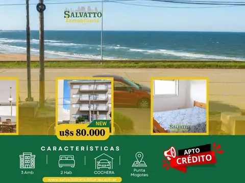 Departamento 3 ambientes con cochera y vista al mar