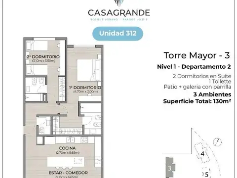 Departamento en Venta de 3 ambientes
