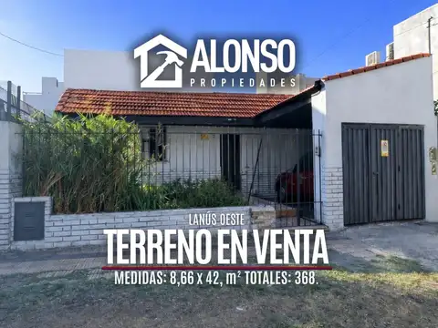 Oportunidad en Lanús Oeste Lote de 8.66 x 42 mts en Venta