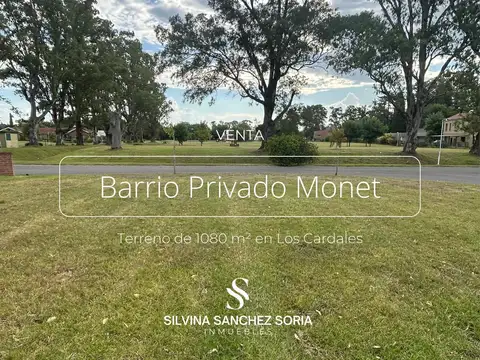TERRENO DE 1080 M2 EN VENTA, BARRIO PRIVADO MONET