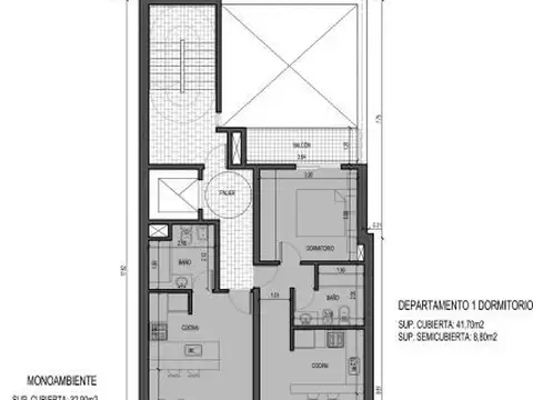Departamento 2 ambientes con 1 baño