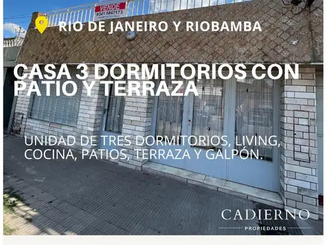 CASA DE TRES DORMITORIOS + GALPON EN VENTA 
