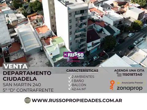 Venta Departamento 2 Ambientes - Ciudadela, Tres de Febrero