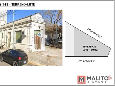 Venta Lote Terreno 159m2 en Velez Sarfield