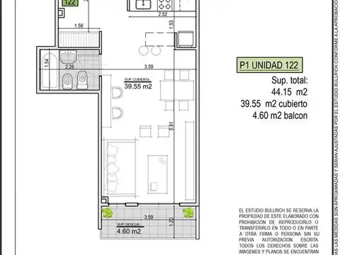 Departamento Monoambiente con 1 baño