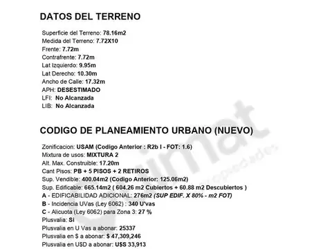 Terreno en Venta de 78,0 m2