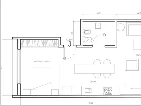 Departamento en Venta de Monoambiente