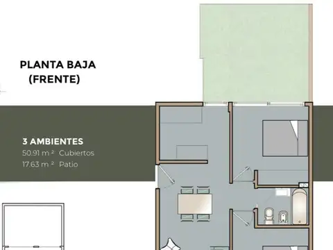 Departamento 4 ambientes con 2 baños