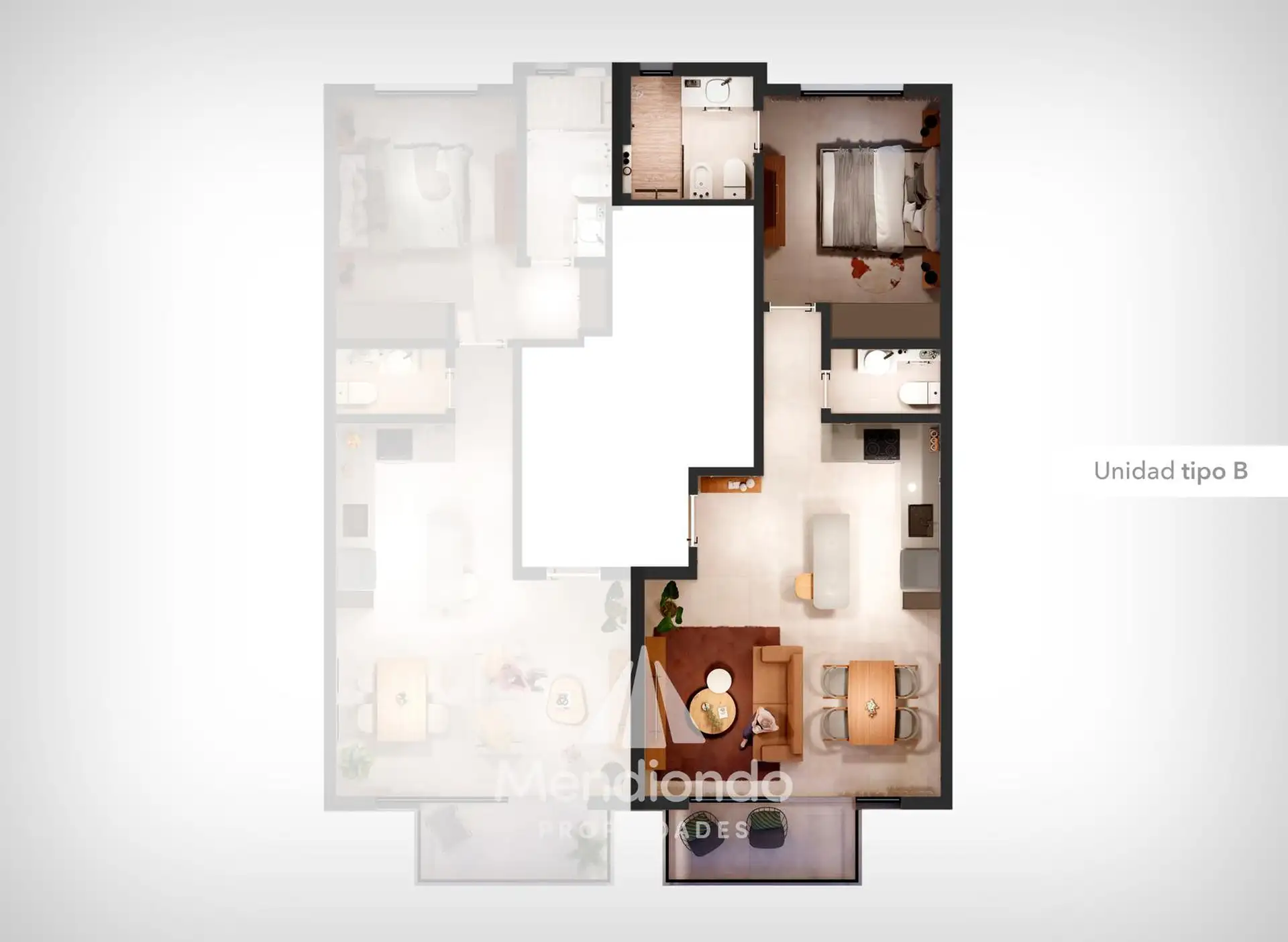 Semipiso 2 amb. PISO 5to frente c/ Balcón - Zona Güemes Aldrey
