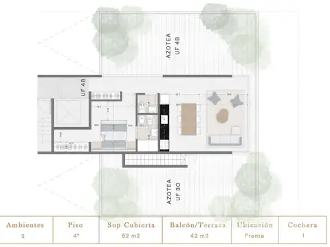 Departamento 2 ambientes con 1 baño