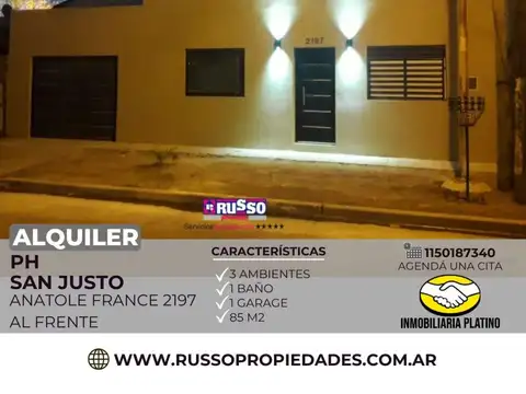 Alquiler PH tipo Casa 3 ambientes San Justo