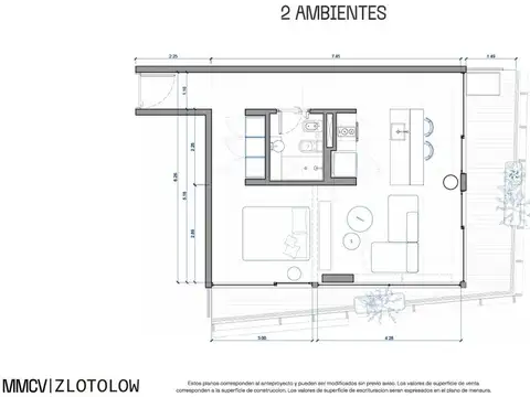 Departamento en Venta de 1 dormitorio