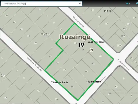 Fracción 8600 m2 en venta en Villa Udaondo. Oportunidad