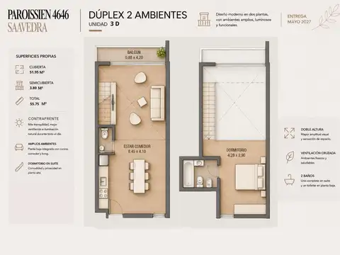 VENTA 3amb 80mts - DESARROLLO PAROISSIEN 4646