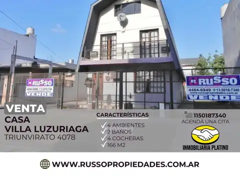 Venta Casa 4 Ambientes Villa Luzuriaga
