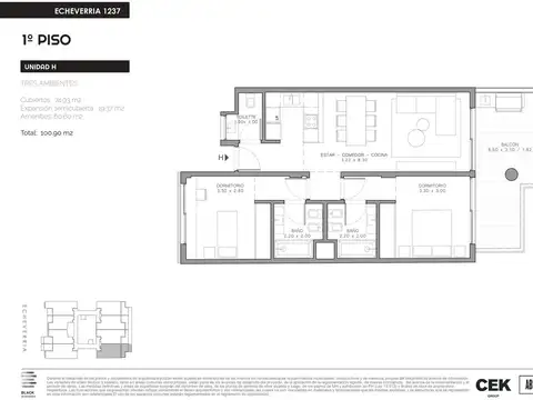 Departamento de 3 ambientes en venta en Belgrano