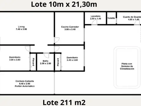 Casa 3 ambientes con 1 baño