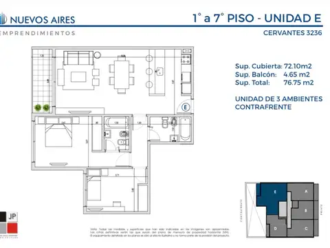 Departamento 3 ambientes con 2 baños