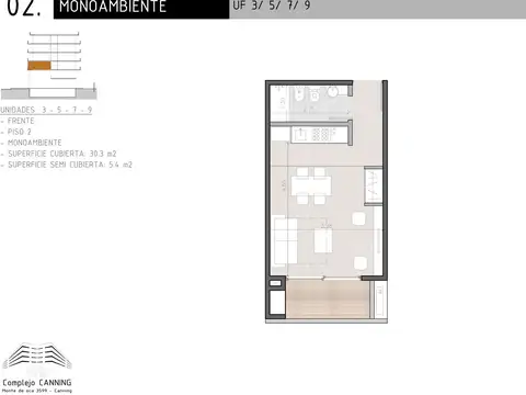 Venta Monoambiente en pozo con balcón en Canning