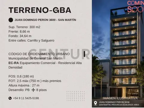 TERRENO EN VENTA EN AVENIDA JUAN DOMINGO PERON 3636 SAN MARTIN PERMUTA