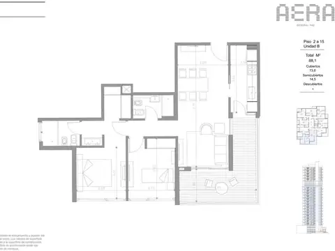 Departamento 3 ambientes con 2 baños