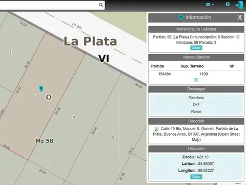 Terreno en Venta en Manuel B Gonnet, USD 265.000