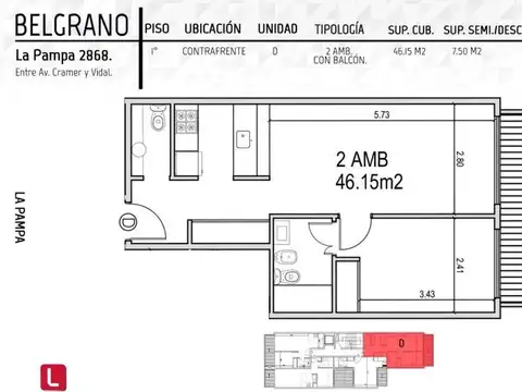 LA PAMPA 2800, Piso 1
