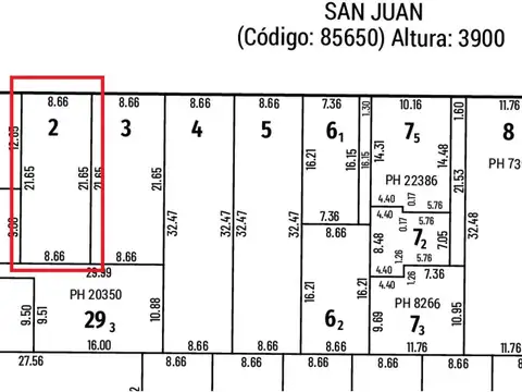Terreno en Venta 8  mts Frente
