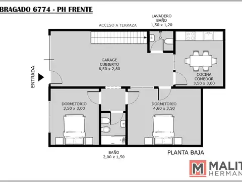 Depto Tipo Casa en Venta de 3 ambientes