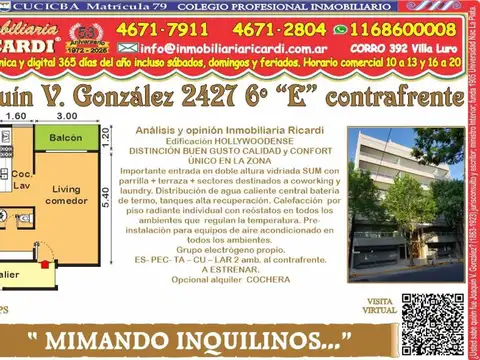 MIMANDO INQUILINOS 2 amb a estrenar edif PREMIUM + balcón 