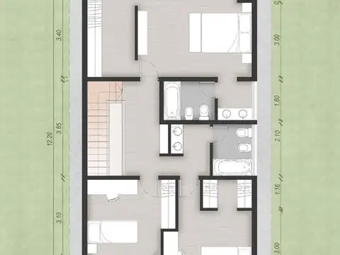 Casa 4 ambientes con 2 baños