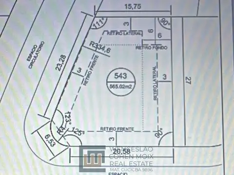 Terreno en Venta 20  mts Frente