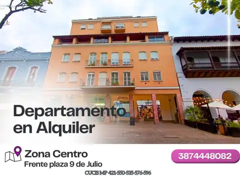 IMPORTANTE ALQUILER DPTO ZONA CENTRO FRENTE PLAZA 9 DE JULIO SALTA CAPITAL