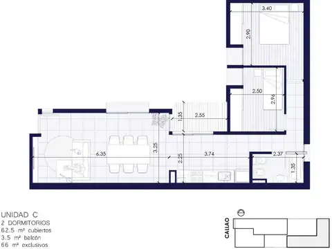 Callao al 400. Interno 2 dorm