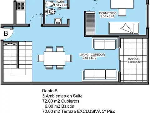 DÚPLEX 3 AMBIENTES CON BALCÓN, TERRAZA EXCLUSIVA Y COCHERA