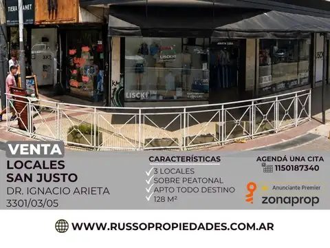 Venta 3 locales en arieta peatonal San Justo