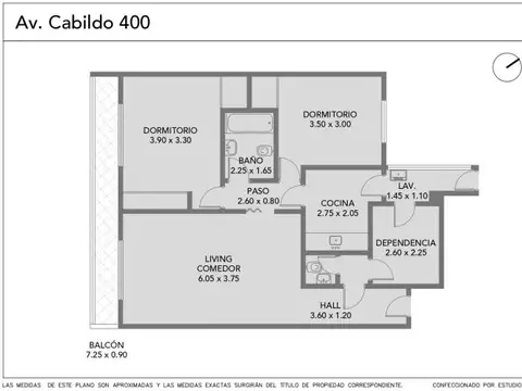 Departamento 3 ambientes con 1 baño