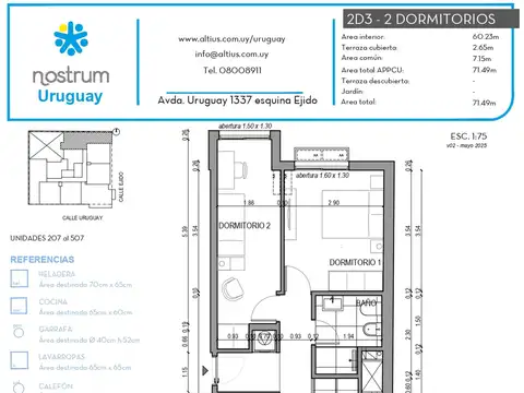 VENTA APTO 2 DORMITORIO CENTRO TERRAZA