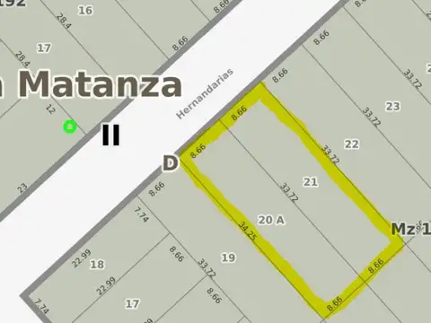 Terreno en Venta 34  mts Frente
