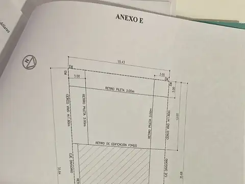 Terreno en Venta 19,43  mts Fondo